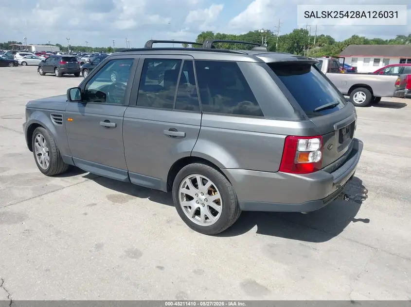 2008 Land Rover Range Rover Sport Hse VIN: SALSK25428A126031 Lot: 45211410