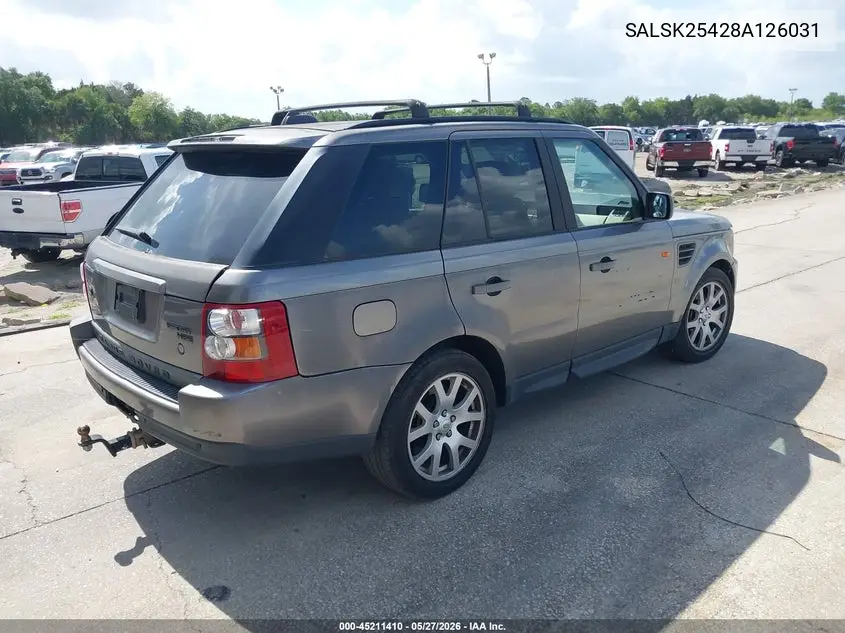 2008 Land Rover Range Rover Sport Hse VIN: SALSK25428A126031 Lot: 45211410