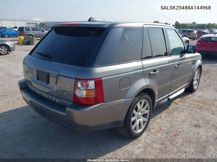 2008 Land Rover Range Rover Sport Hse VIN: SALSK25488A144968 Lot: 45474372