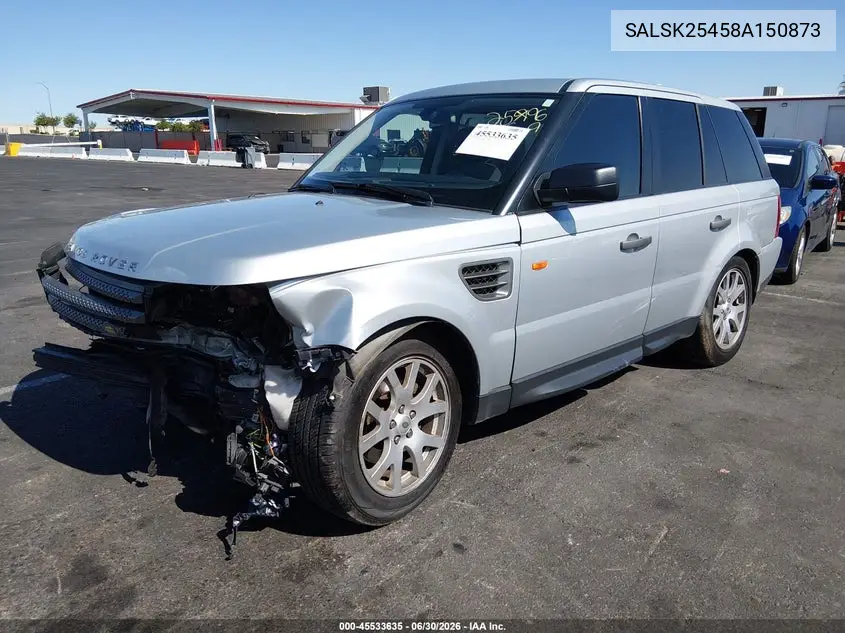2008 Land Rover Range Rover Sport Hse VIN: SALSK25458A150873 Lot: 45533635