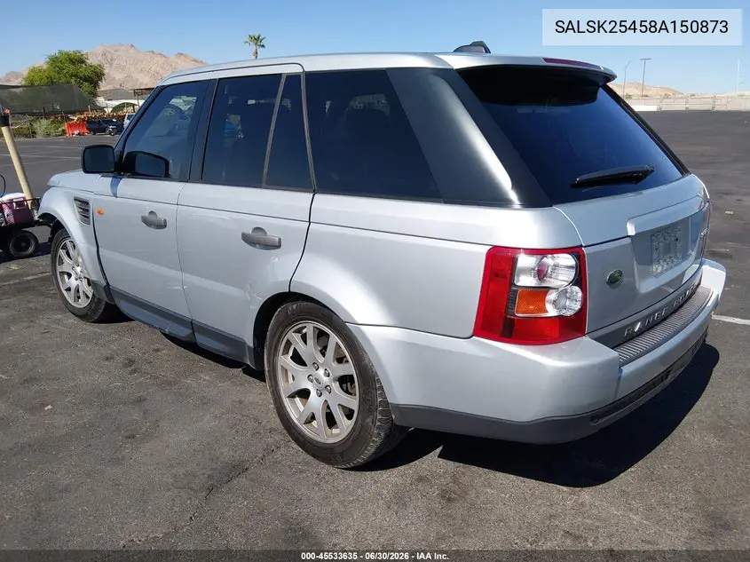 2008 Land Rover Range Rover Sport Hse VIN: SALSK25458A150873 Lot: 45533635