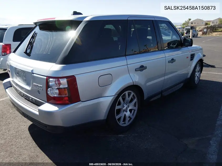 2008 Land Rover Range Rover Sport Hse VIN: SALSK25458A150873 Lot: 45533635