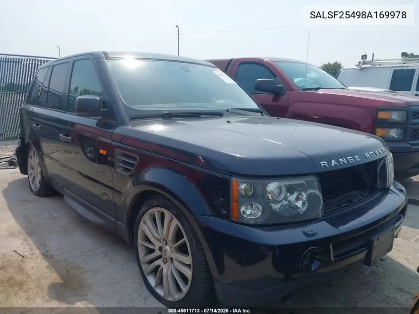 2008 Land Rover Range Rover Sport Hse VIN: SALSF25498A169978 Lot: 45611713
