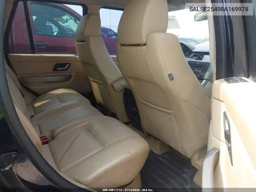 2008 Land Rover Range Rover Sport Hse VIN: SALSF25498A169978 Lot: 45611713