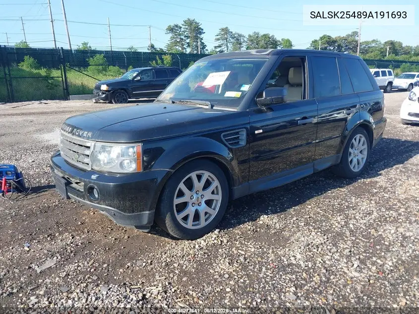 2009 Land Rover Range Rover Sport Hse VIN: SALSK25489A191693 Lot: 45277641
