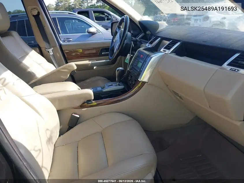 2009 Land Rover Range Rover Sport Hse VIN: SALSK25489A191693 Lot: 45277641