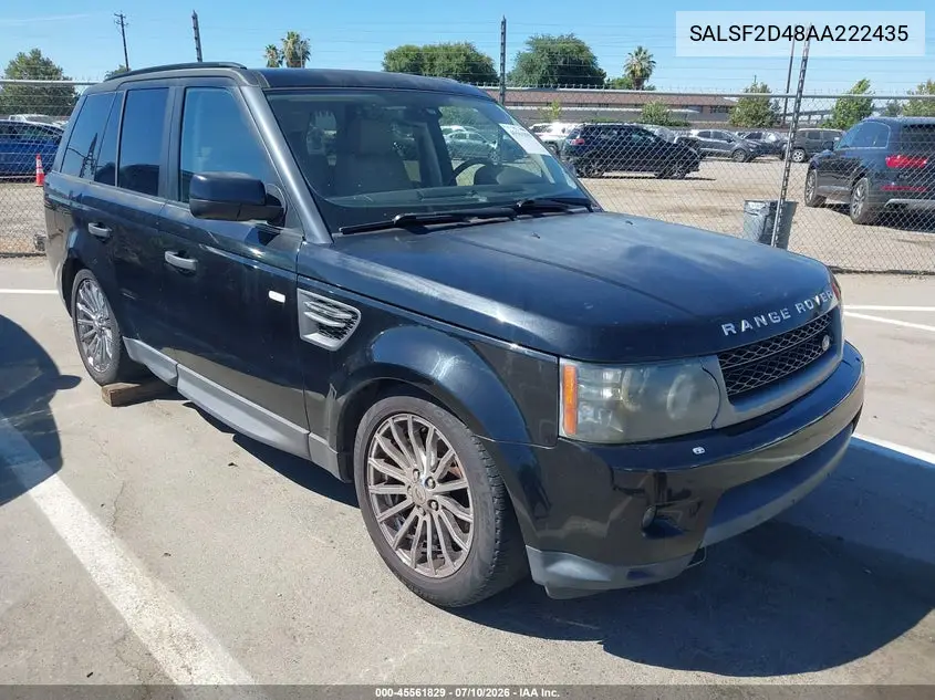 2010 Land Rover Range Rover Sport Hse VIN: SALSF2D48AA222435 Lot: 45561829