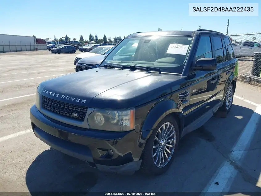 2010 Land Rover Range Rover Sport Hse VIN: SALSF2D48AA222435 Lot: 45561829