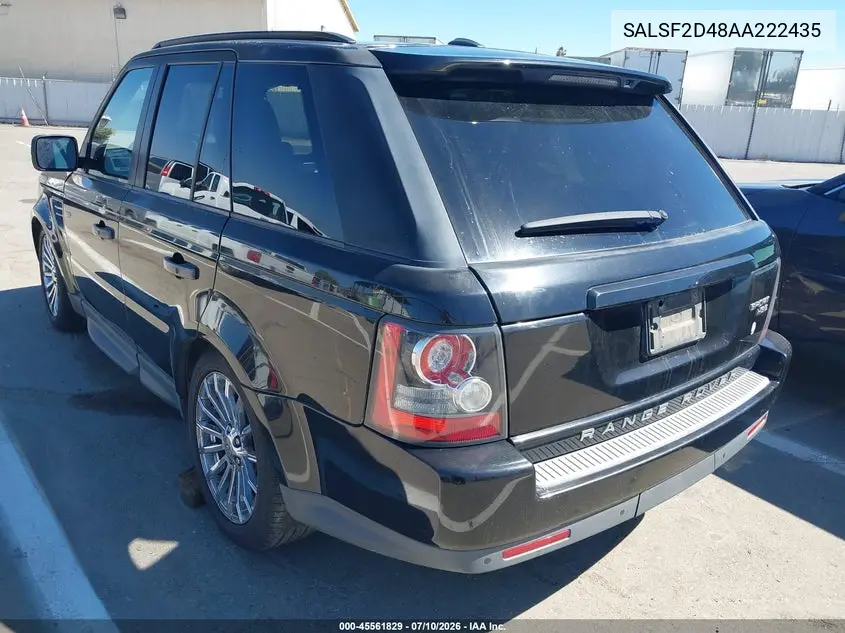 2010 Land Rover Range Rover Sport Hse VIN: SALSF2D48AA222435 Lot: 45561829