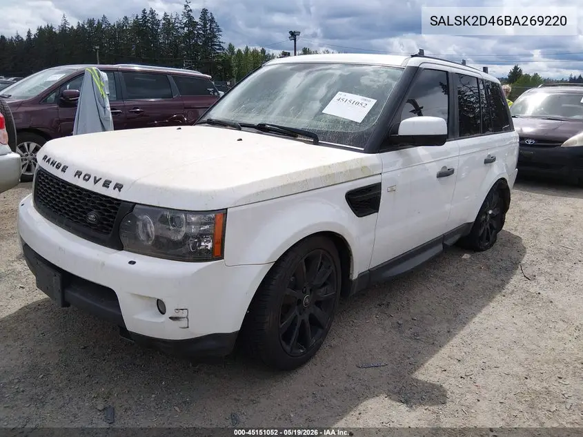 2011 Land Rover Range Rover Sport Hse VIN: SALSK2D46BA269220 Lot: 45151052
