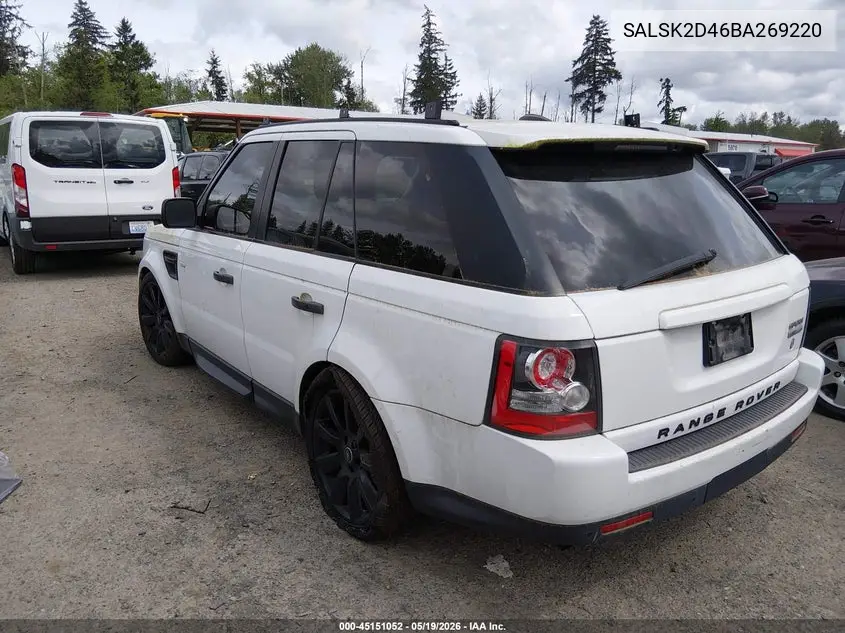 2011 Land Rover Range Rover Sport Hse VIN: SALSK2D46BA269220 Lot: 45151052