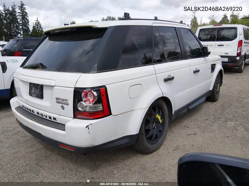 2011 Land Rover Range Rover Sport Hse VIN: SALSK2D46BA269220 Lot: 45151052