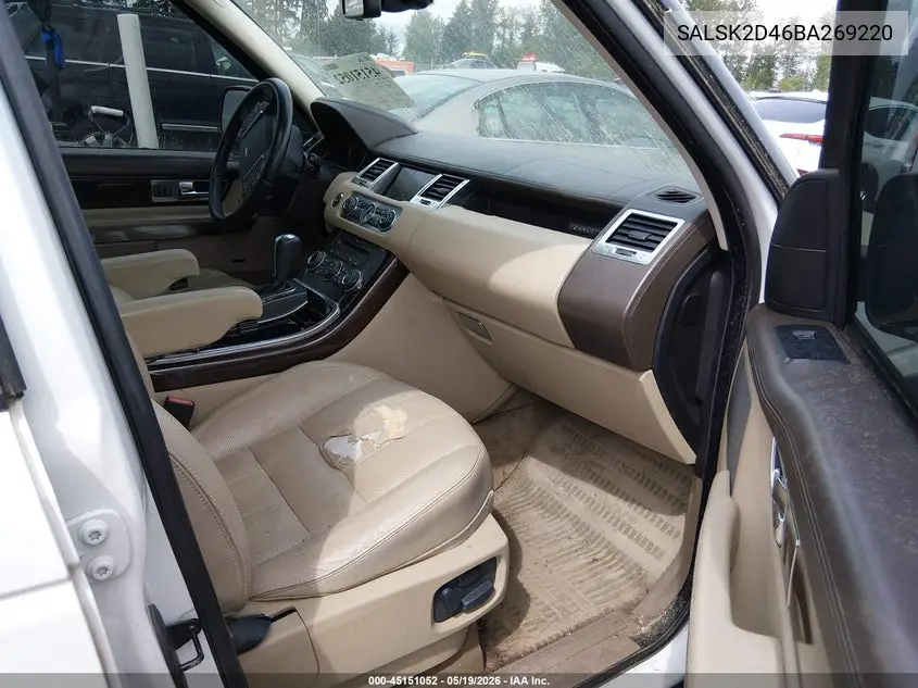2011 Land Rover Range Rover Sport Hse VIN: SALSK2D46BA269220 Lot: 45151052