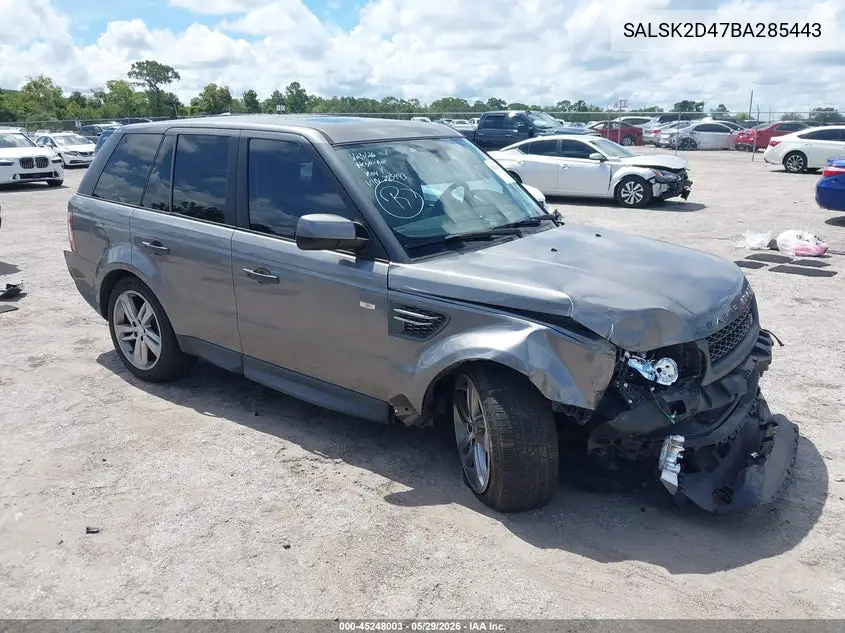 2011 Land Rover Range Rover Sport Hse VIN: SALSK2D47BA285443 Lot: 45248003