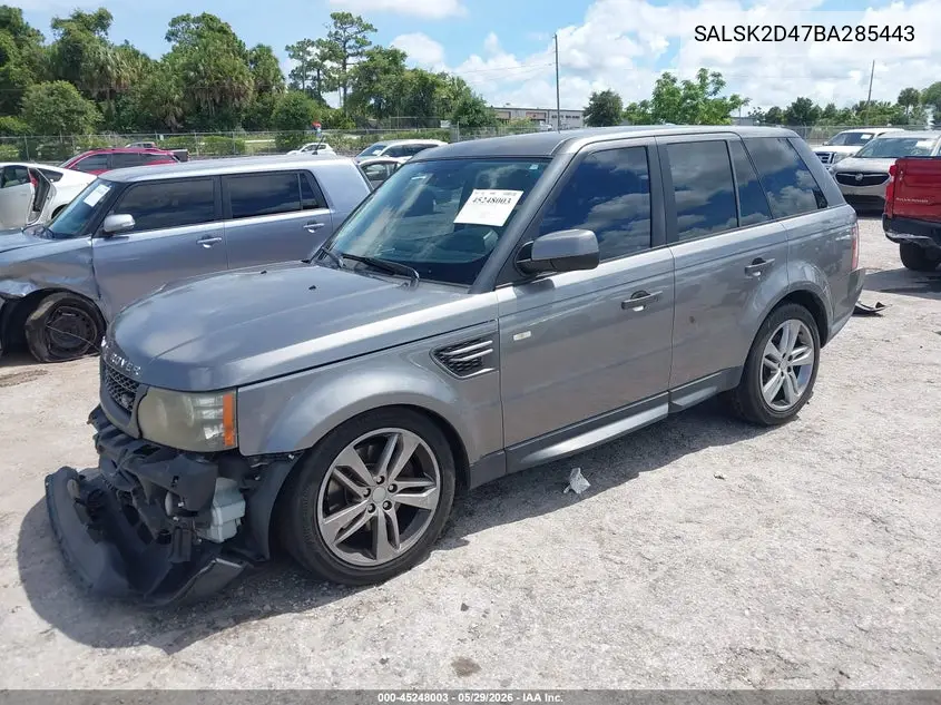 2011 Land Rover Range Rover Sport Hse VIN: SALSK2D47BA285443 Lot: 45248003