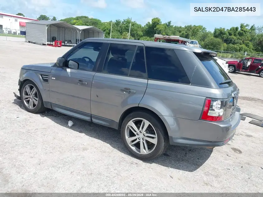 2011 Land Rover Range Rover Sport Hse VIN: SALSK2D47BA285443 Lot: 45248003