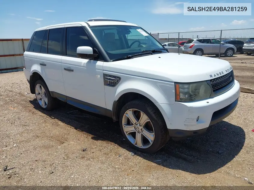 2011 Land Rover Range Rover Sport Supercharged VIN: SALSH2E49BA281259 Lot: 45479012