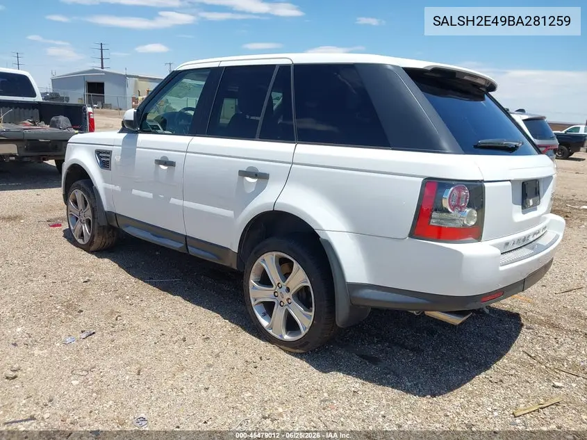 2011 Land Rover Range Rover Sport Supercharged VIN: SALSH2E49BA281259 Lot: 45479012