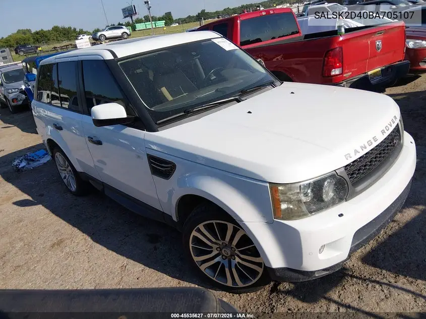 2011 Land Rover Range Rover Sport Hse VIN: SALSK2D40BA705107 Lot: 45535627