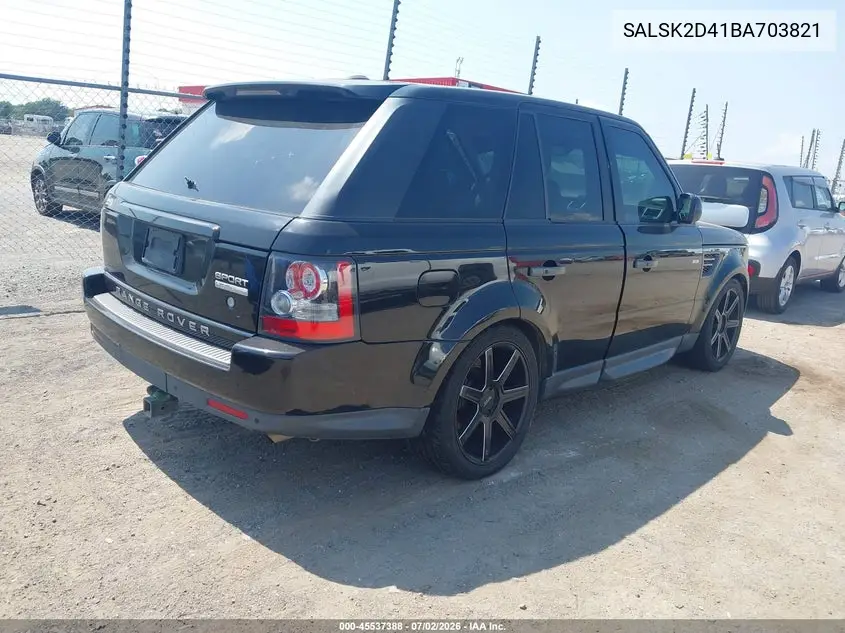 2011 Land Rover Range Rover Sport Hse VIN: SALSK2D41BA703821 Lot: 45537388