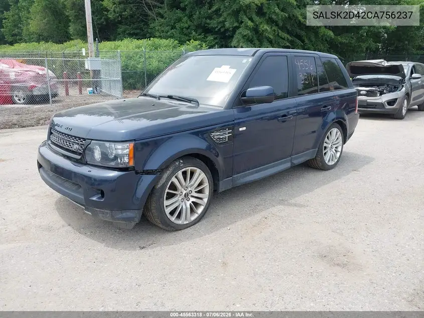 2012 Land Rover Range Rover Sport Hse VIN: SALSK2D42CA756237 Lot: 45563318