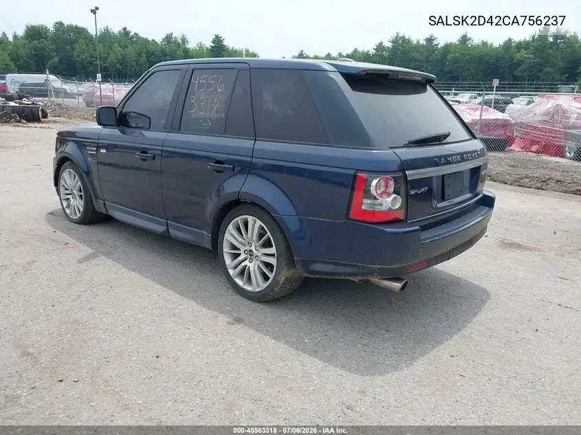 2012 Land Rover Range Rover Sport Hse VIN: SALSK2D42CA756237 Lot: 45563318