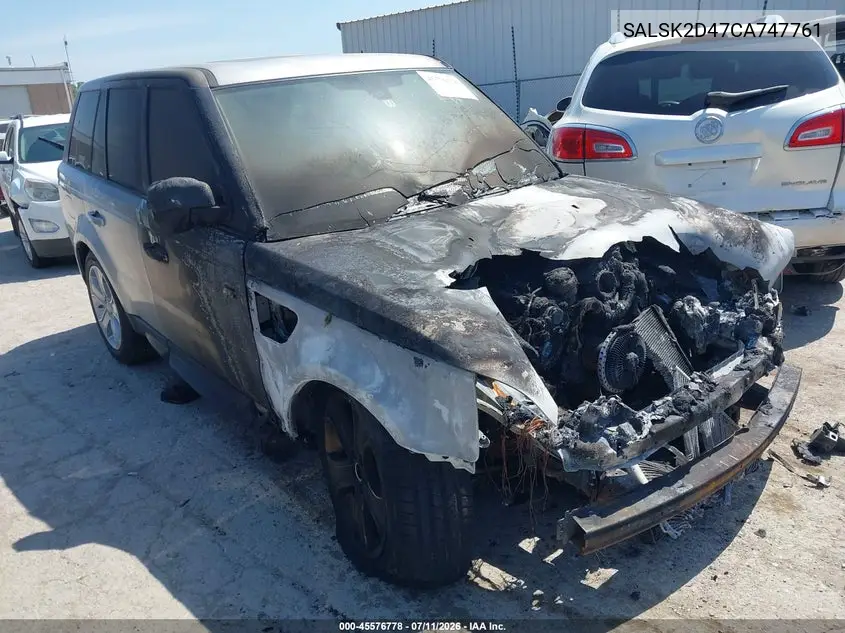 2012 Land Rover Range Rover Sport Hse VIN: SALSK2D47CA747761 Lot: 45576778