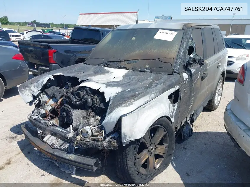 2012 Land Rover Range Rover Sport Hse VIN: SALSK2D47CA747761 Lot: 45576778