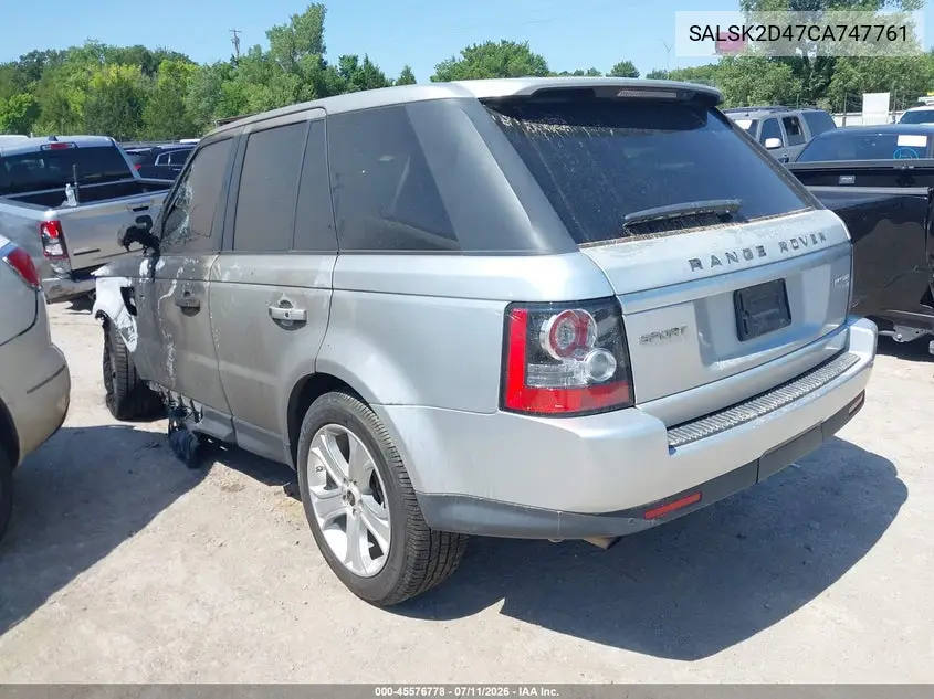 2012 Land Rover Range Rover Sport Hse VIN: SALSK2D47CA747761 Lot: 45576778