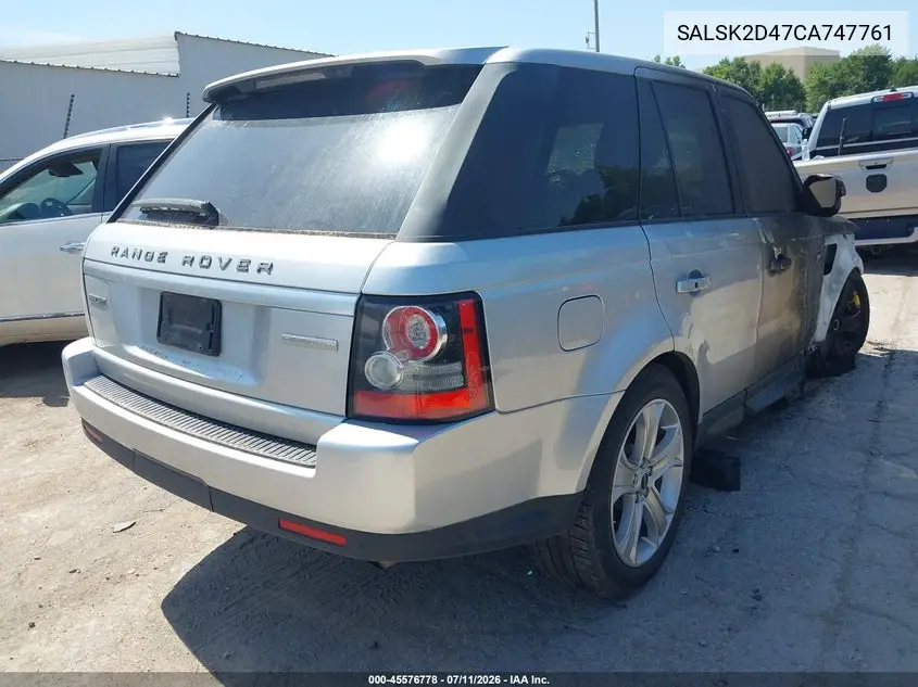 2012 Land Rover Range Rover Sport Hse VIN: SALSK2D47CA747761 Lot: 45576778