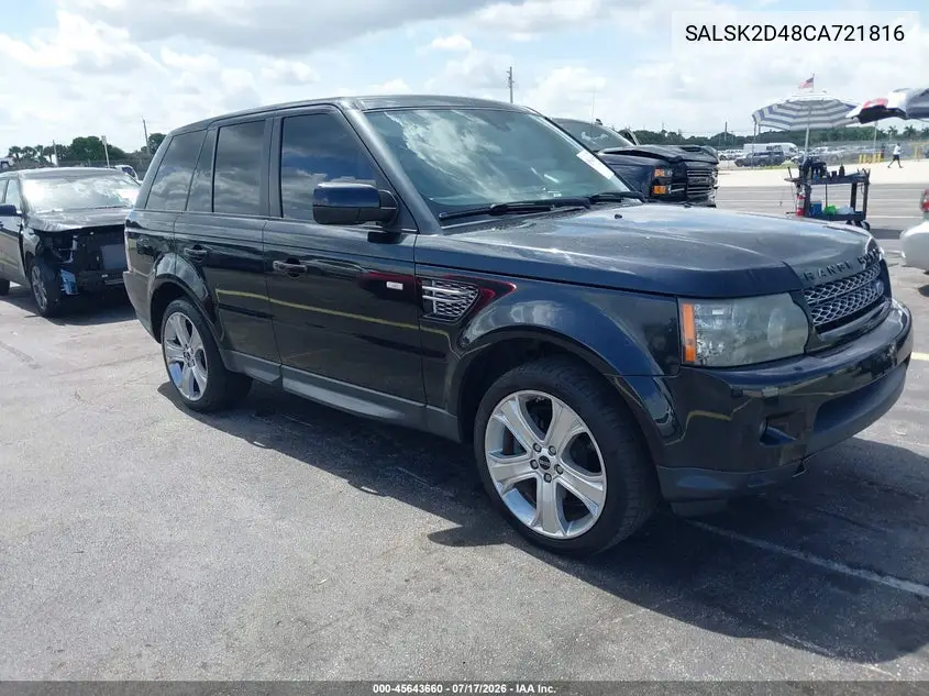 2012 Land Rover Range Rover Sport Hse VIN: SALSK2D48CA721816 Lot: 45643660