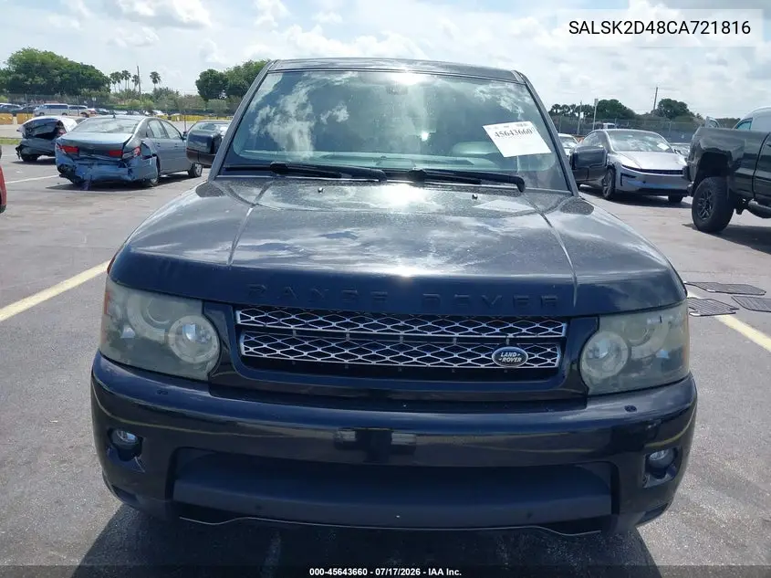 2012 Land Rover Range Rover Sport Hse VIN: SALSK2D48CA721816 Lot: 45643660