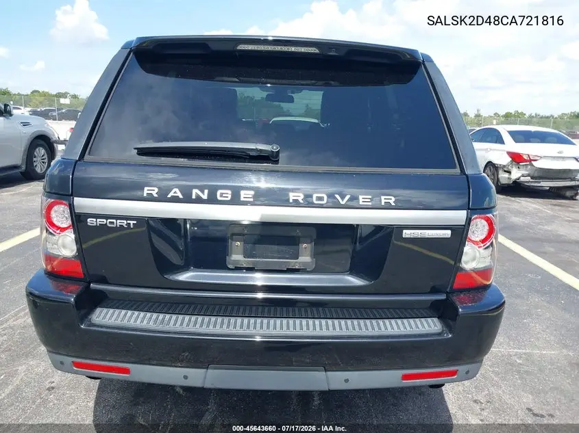 2012 Land Rover Range Rover Sport Hse VIN: SALSK2D48CA721816 Lot: 45643660