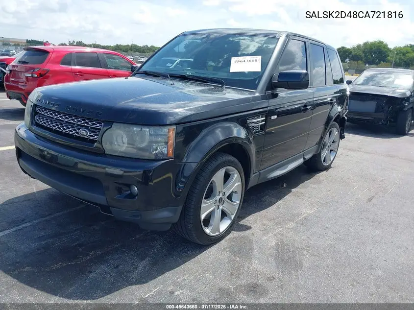 2012 Land Rover Range Rover Sport Hse VIN: SALSK2D48CA721816 Lot: 45643660