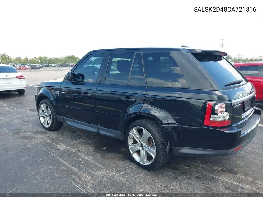 2012 Land Rover Range Rover Sport Hse VIN: SALSK2D48CA721816 Lot: 45643660