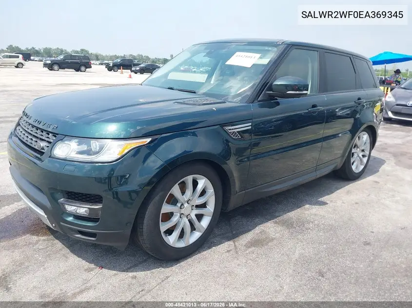 2014 Land Rover Range Rover Sport 3.0L V6 Supercharged Hse VIN: SALWR2WF0EA369345 Lot: 45421013