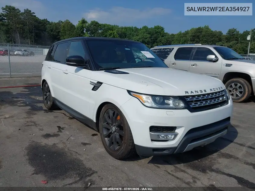 2014 Land Rover Range Rover Sport 3.0L V6 Supercharged Hse VIN: SALWR2WF2EA354927 Lot: 45521678