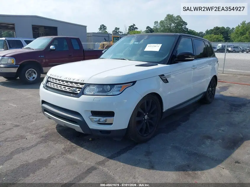 2014 Land Rover Range Rover Sport 3.0L V6 Supercharged Hse VIN: SALWR2WF2EA354927 Lot: 45521678