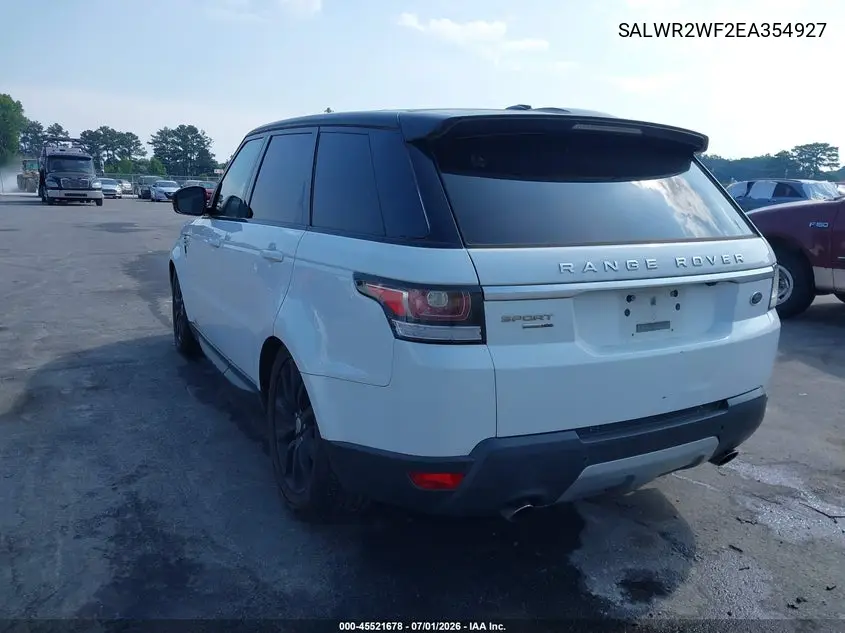 2014 Land Rover Range Rover Sport 3.0L V6 Supercharged Hse VIN: SALWR2WF2EA354927 Lot: 45521678