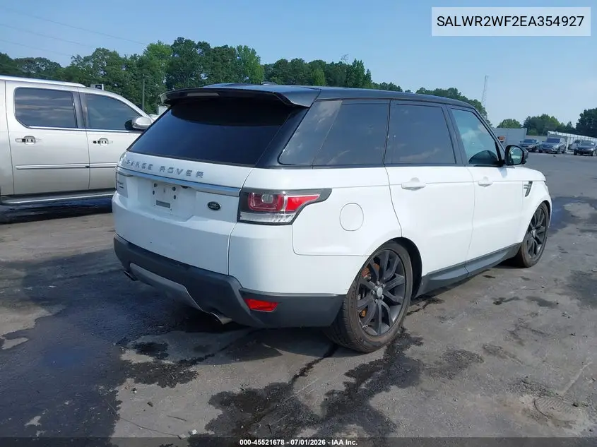 2014 Land Rover Range Rover Sport 3.0L V6 Supercharged Hse VIN: SALWR2WF2EA354927 Lot: 45521678