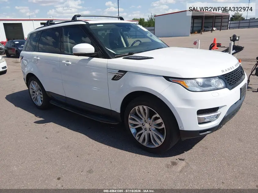 2014 Land Rover Range Rover Sport 3.0L V6 Supercharged Hse VIN: SALWR2WF0EA332974 Lot: 45641385