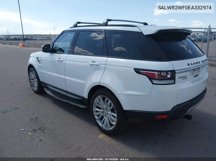 2014 Land Rover Range Rover Sport 3.0L V6 Supercharged Hse VIN: SALWR2WF0EA332974 Lot: 45641385