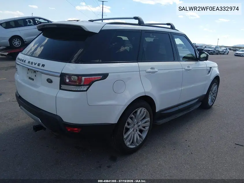 2014 Land Rover Range Rover Sport 3.0L V6 Supercharged Hse VIN: SALWR2WF0EA332974 Lot: 45641385