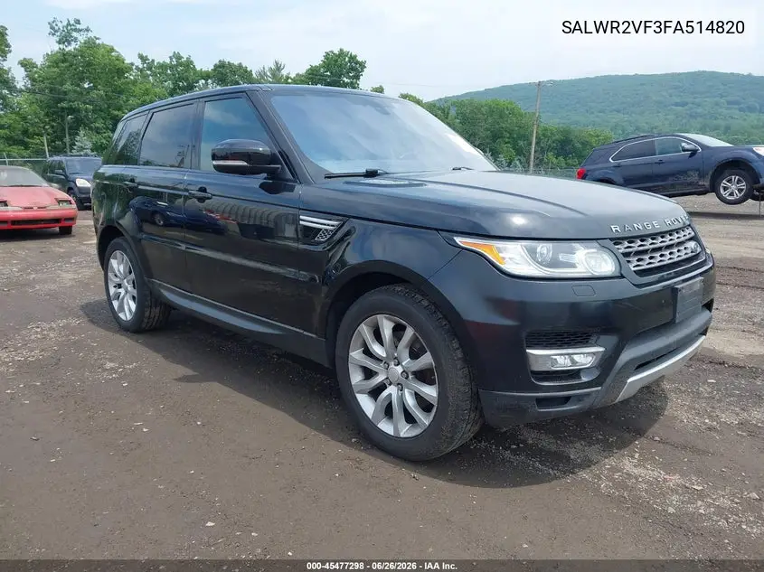 2015 Land Rover Range Rover Sport 3.0L V6 Supercharged Hse VIN: SALWR2VF3FA514820 Lot: 45477298