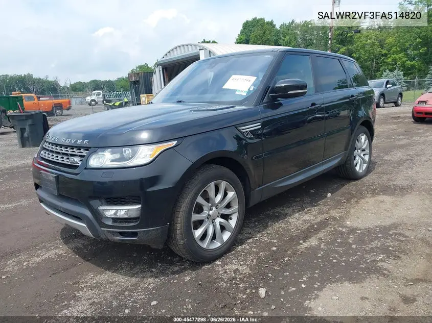 2015 Land Rover Range Rover Sport 3.0L V6 Supercharged Hse VIN: SALWR2VF3FA514820 Lot: 45477298