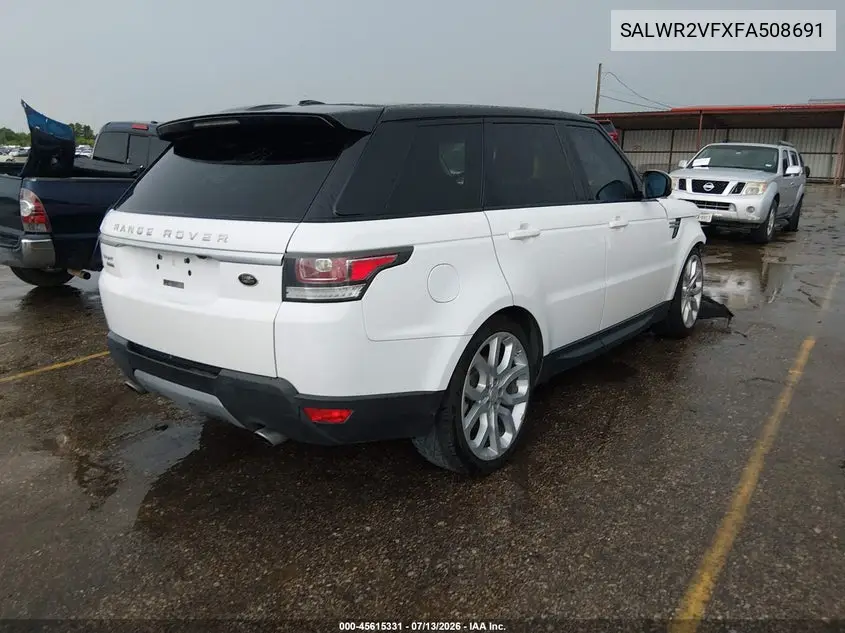 2015 Land Rover Range Rover Sport 3.0L V6 Supercharged Hse VIN: SALWR2VFXFA508691 Lot: 45615331