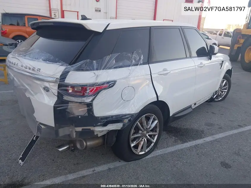 SALWG2VF7GA581797 2016 Land Rover Range Rover Sport 3.0L V6 Supercharged Se
