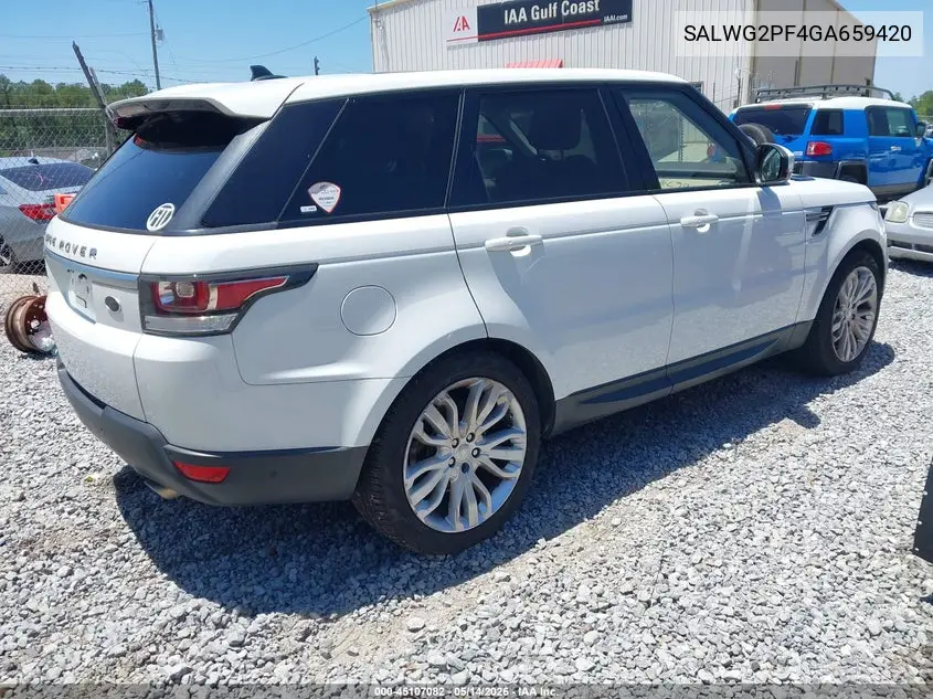 2016 Land Rover Range Rover Sport 3.0L V6 Supercharged Se VIN: SALWG2PF4GA659420 Lot: 45107082