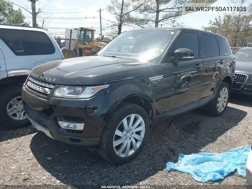 2016 Land Rover Range Rover Sport 3.0L V6 Supercharged Hse VIN: SALWR2PF5GA117835 Lot: 45239728