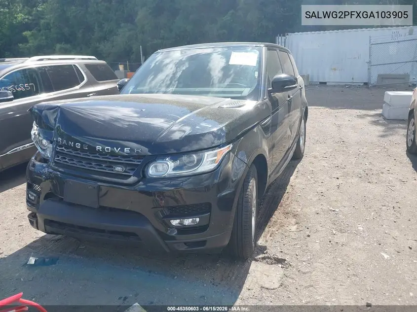 2016 Land Rover Range Rover Sport 3.0L V6 Supercharged Se VIN: SALWG2PFXGA103905 Lot: 45350603